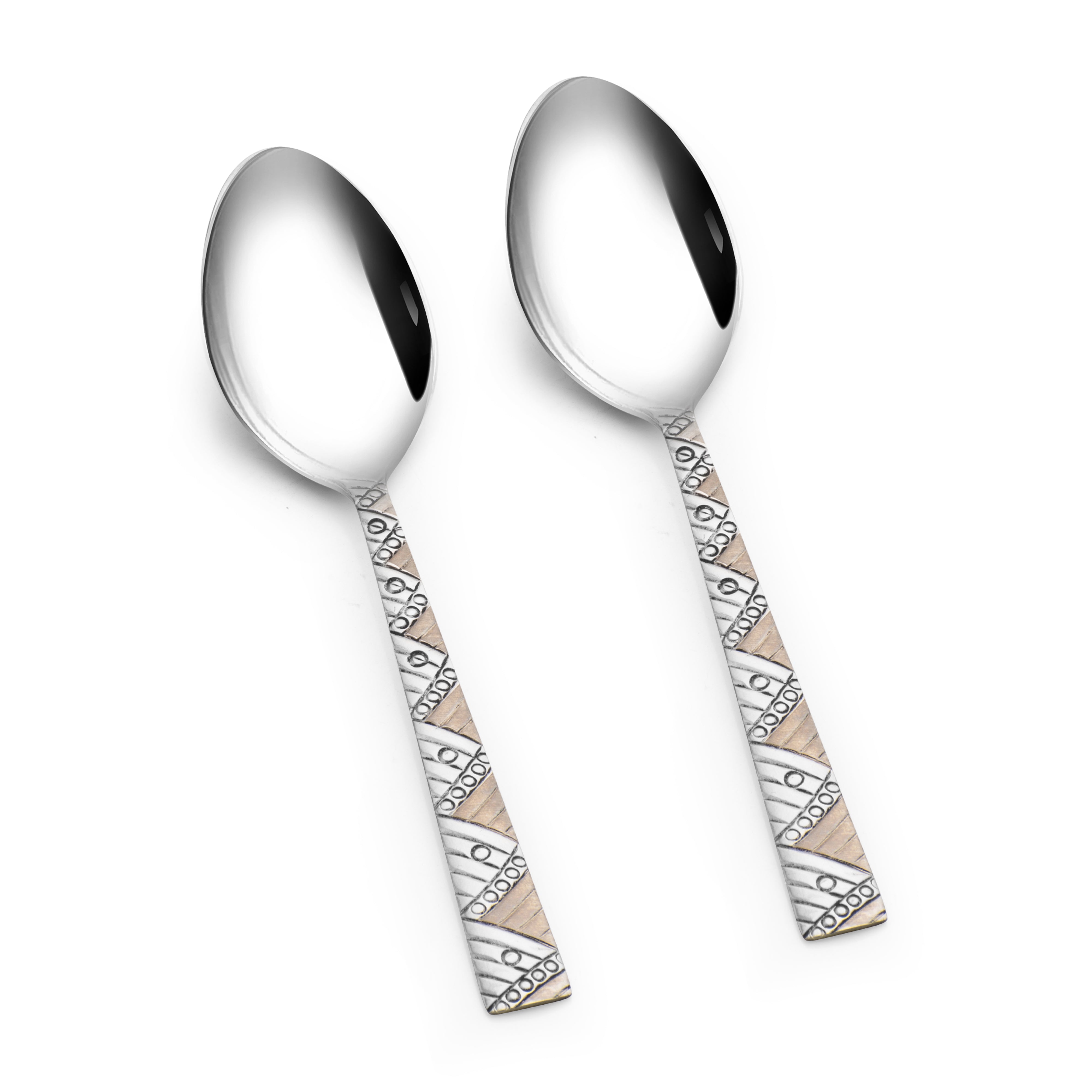 Arias by Lara Dutta Bloom Serving Spoon Set of 2 (Silver)