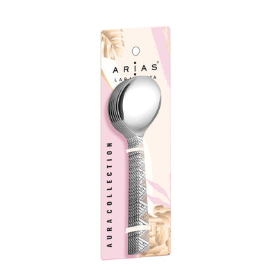 Arias by Lara Dutta Bloom Soup Spoon Set of 6 (Silver)