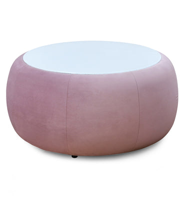 Arias by Lara Dutta Lorenza Upholstered Center Table with Glass Top (Onion Pink)