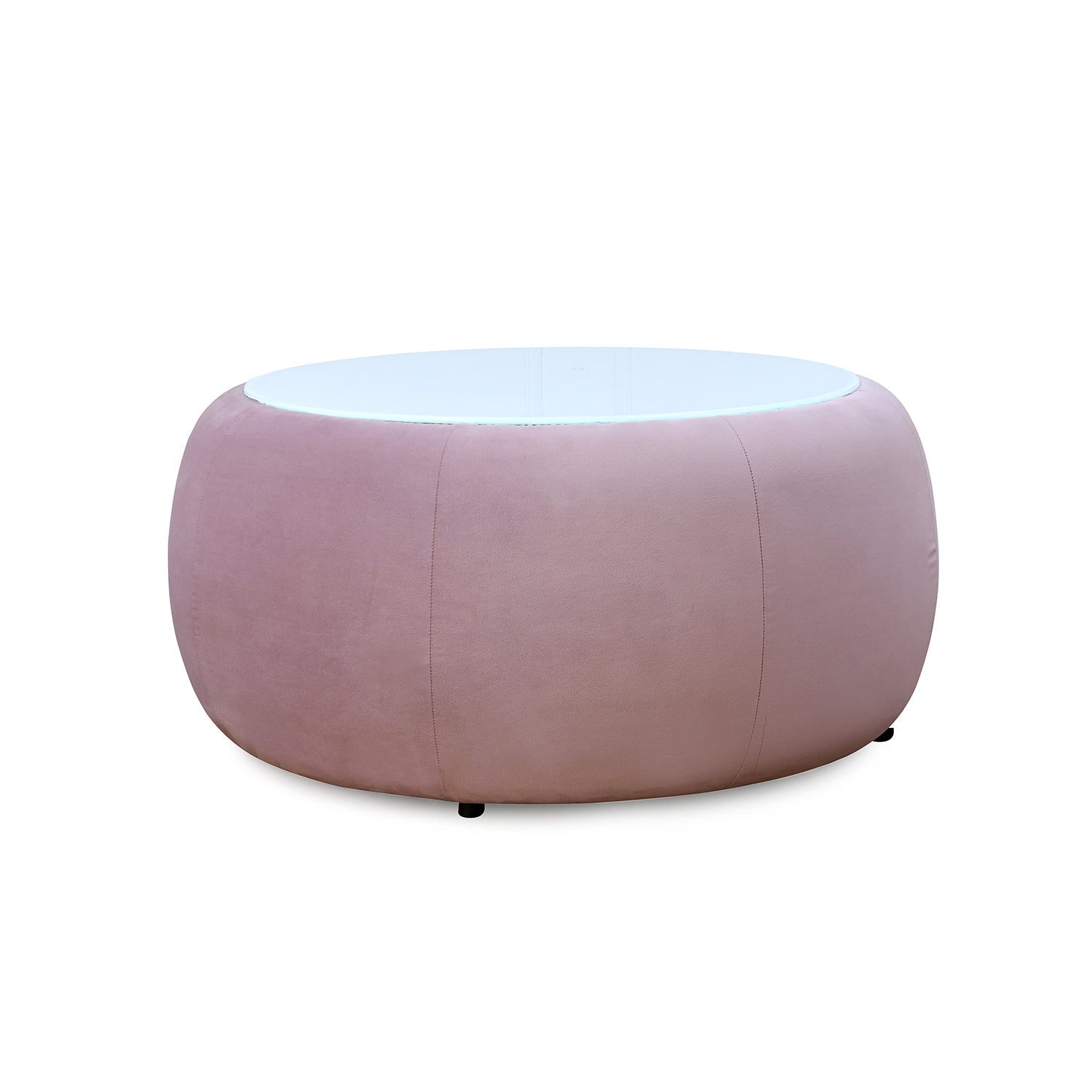 Arias by Lara Dutta Lorenza Upholstered Center Table with Glass Top (Onion Pink)