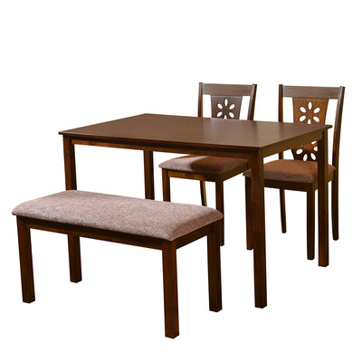 Sutlej 4 Seater Bench Dining Set (Antique Cherry)