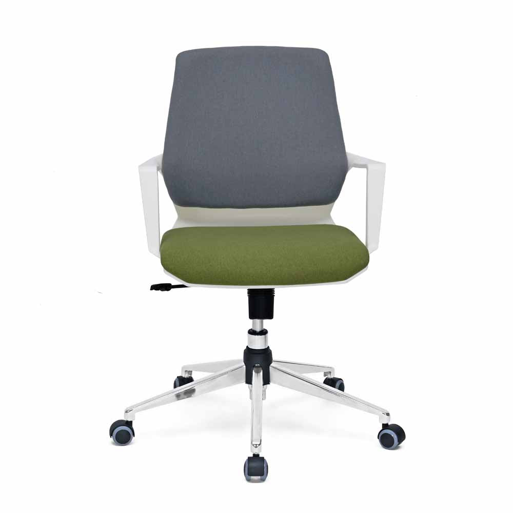 Prius Mid Back Chrome Star Base Office Chair (Grey & Green)