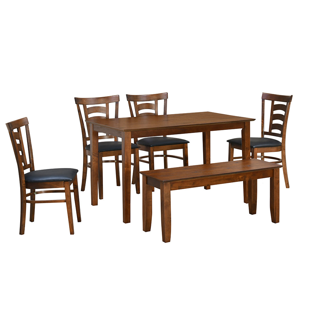 Carter Solid Wood 6 seater Dining Set with Bench & 4 Chairs (Antique Oak)