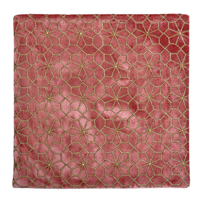 Floral Cotton Polyester 16" x 16" Cushion Covers Set of 2 (Pink)