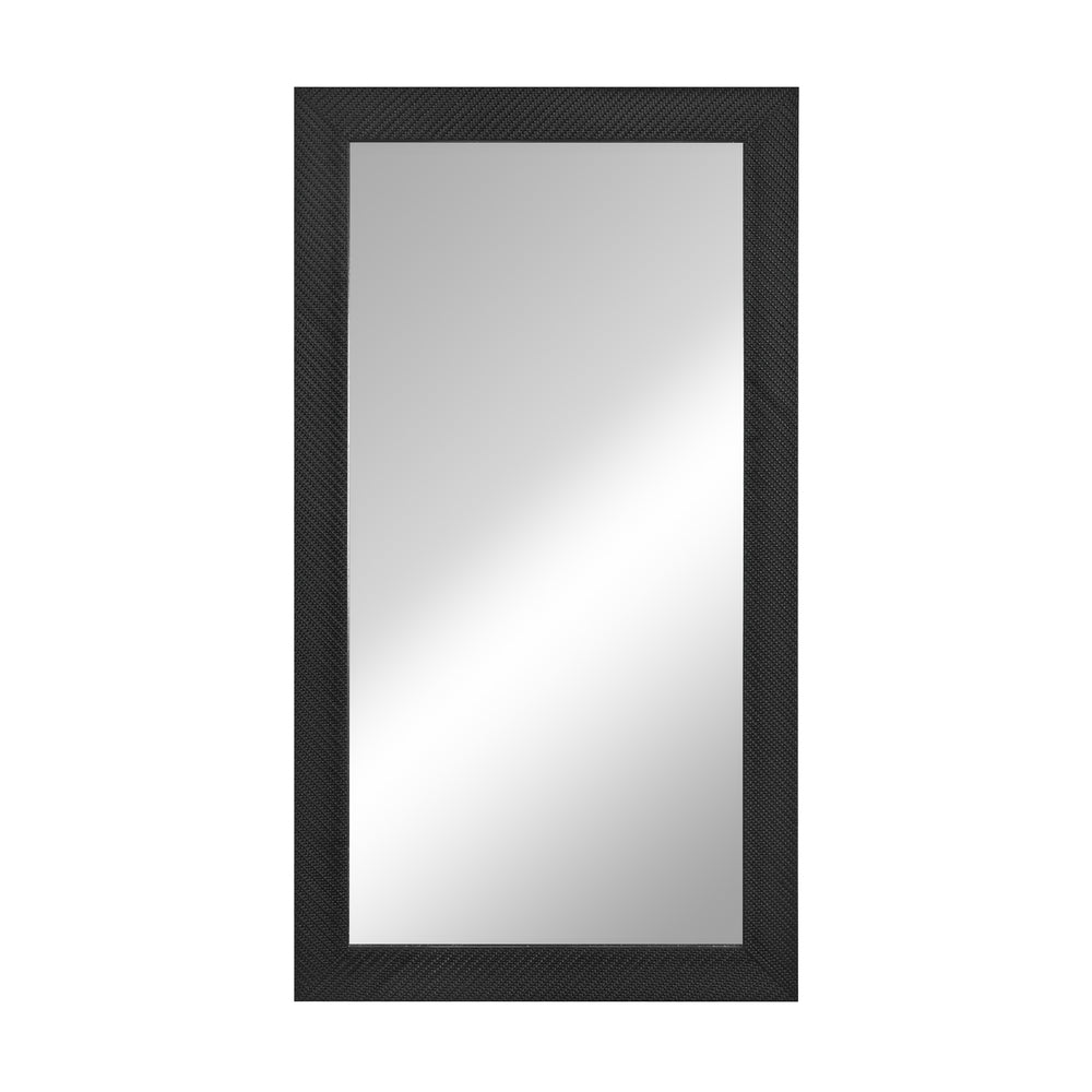 Ebony Rectangular Synthetic Fibre & MDF Framed Mirror (45 x 90 cm, Black)