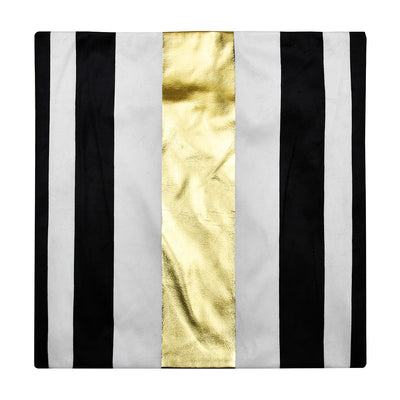 Striped Polyester 16" x 16" Cushion Cover (Off White & Gold)