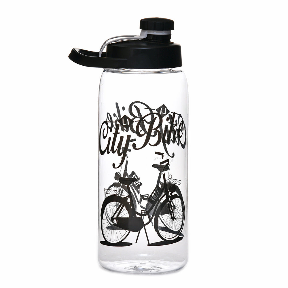 City Bike Print 1000 ml Sports Water Bottle (Black)