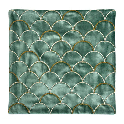 Abstract Cotton Polyester 16" x 16" Cushion Covers Set of 2 (Green)