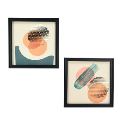 Acrylic Glass Art Paintings Set of 2 (Orange, Green & Black)