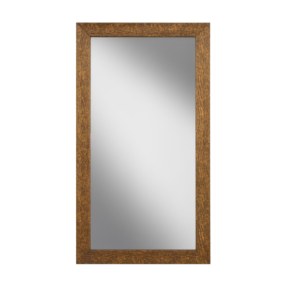 Amber Rectangular Synthetic Fibre & MDF Framed Mirror (45 x 90 cm, Brown)