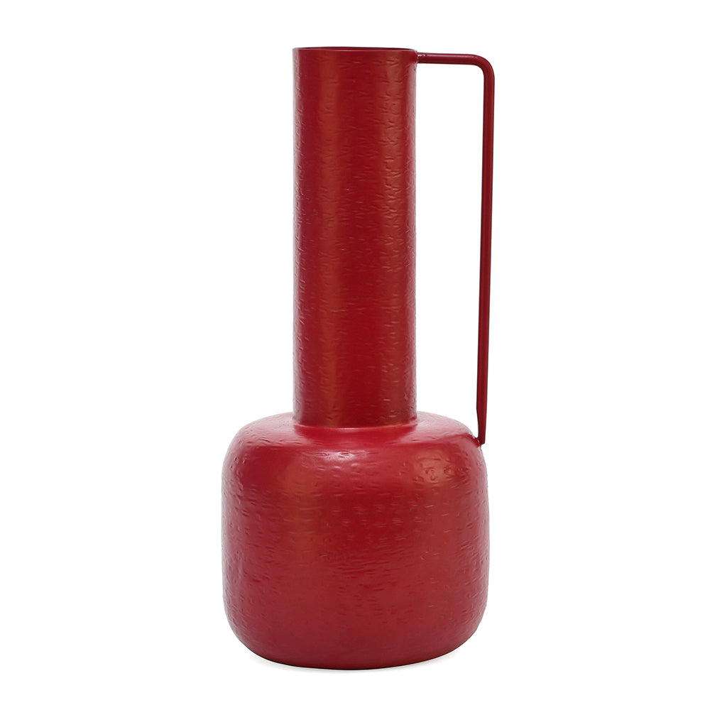 Decortaive Roman Metal Vase With Handle (Magenta)