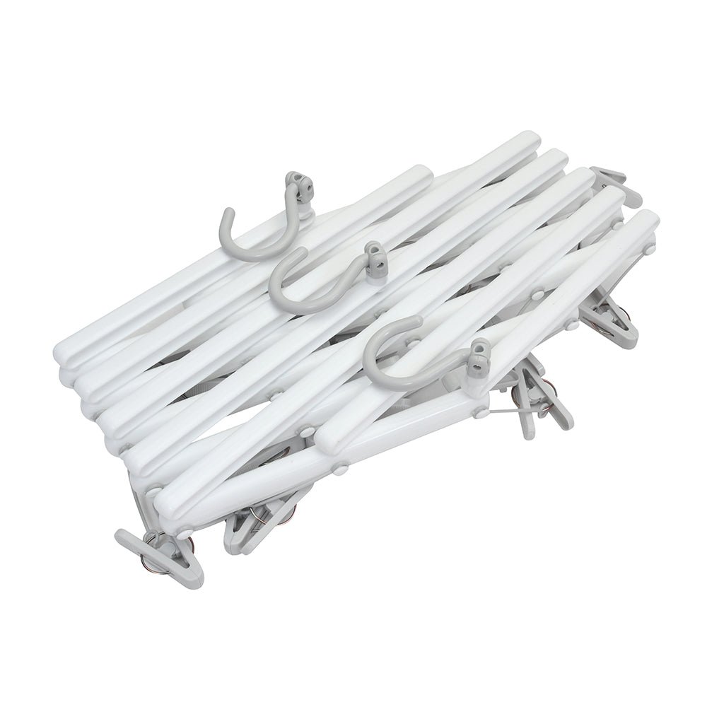 Foldable Cloth Drying Hanger With Clips (White)