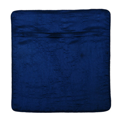 Embroidered Cotton Polyester 16" x 16" Cushion Cover (Blue)