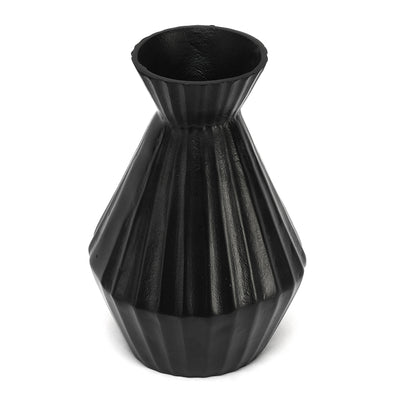 Angular Neck Metal Small Vase (Black)