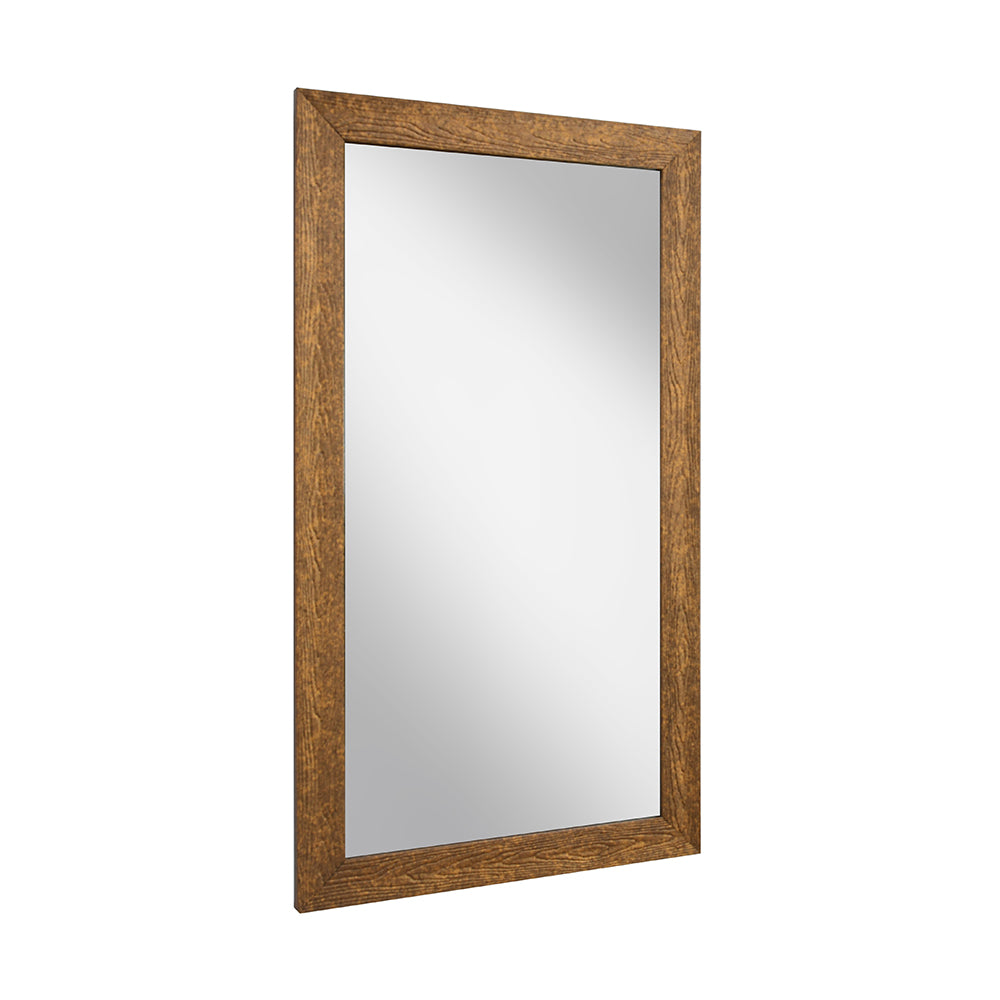 Amber Rectangular Synthetic Fibre & MDF Framed Mirror (38 x 68 cm, Brown)