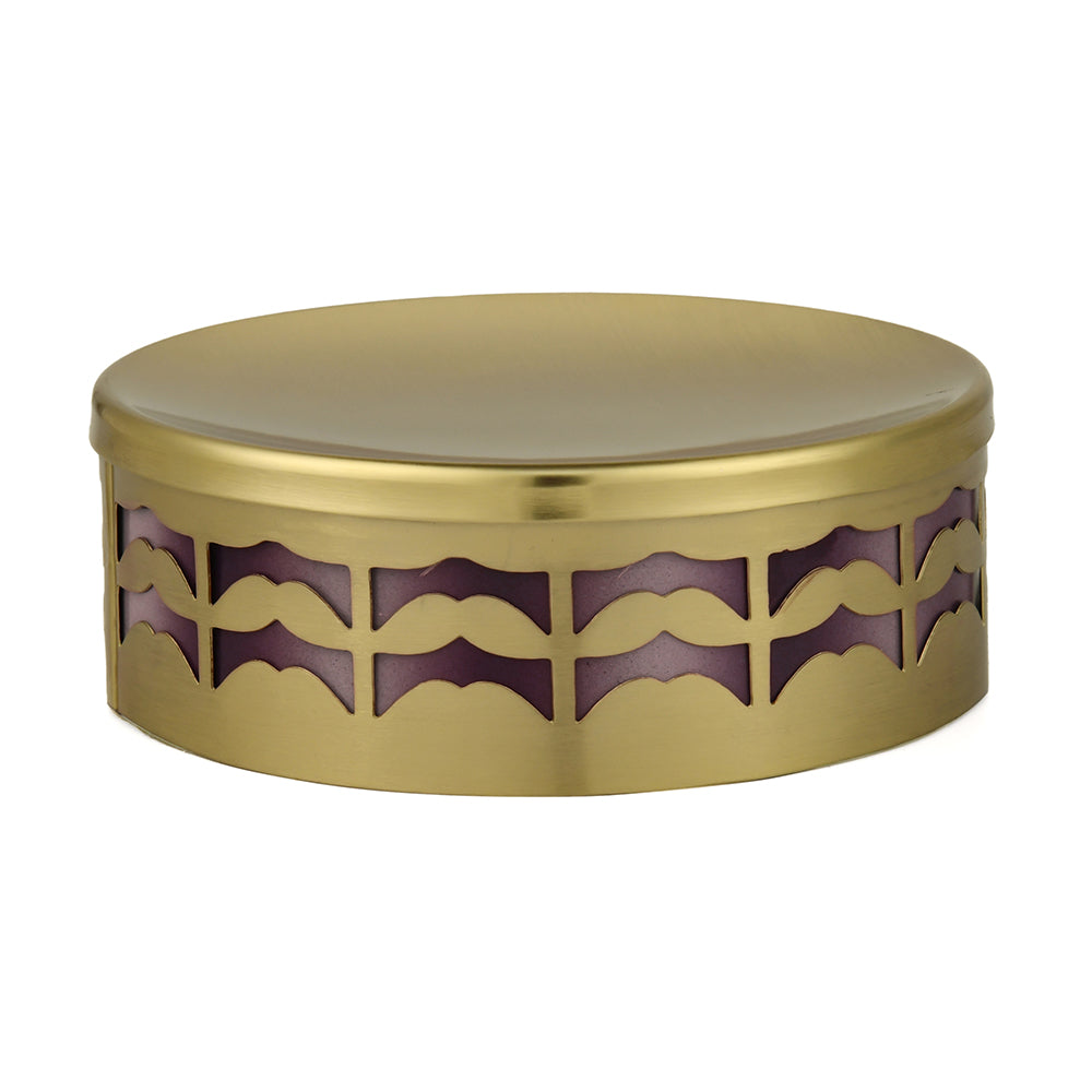 Round Metal Soap Dish with Lid (Gold)