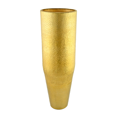 Decorative Metal Narrow Tumbler Floor Vase (Gold)