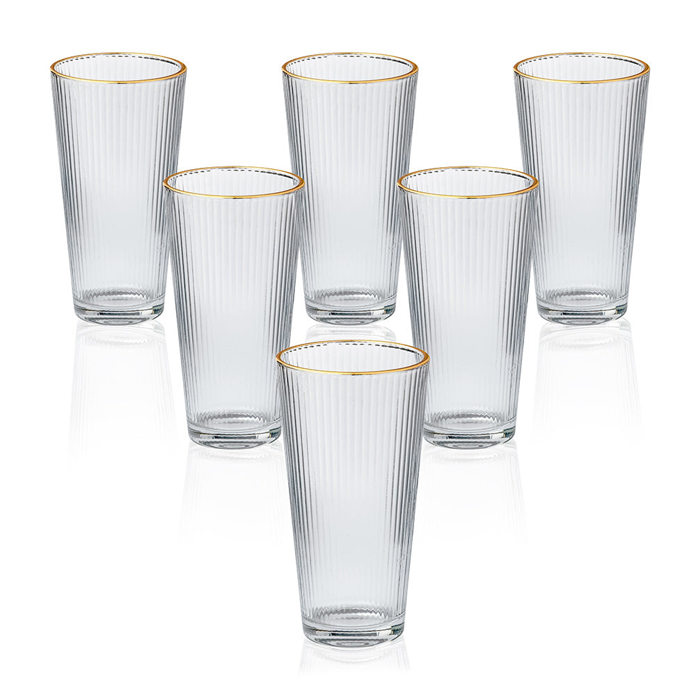 Yamasin Crystal 370 ml Water Glass With Gold Line Set of 6