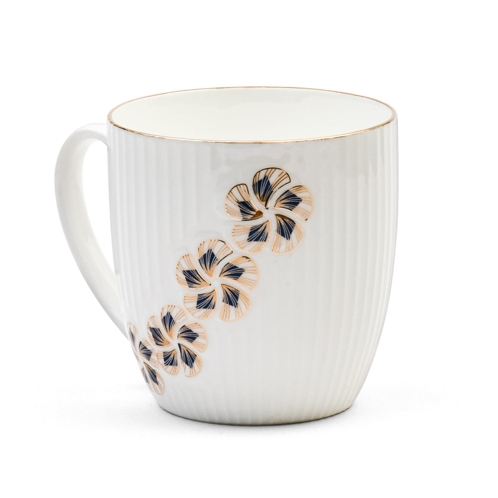 Ceramic 220 ml Coffee Mugs Set of 6 (White & Blue)