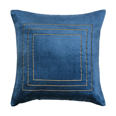 Solid Cotton Polyester 16" x 16" Cushion Covers Set of 2 (Blue)