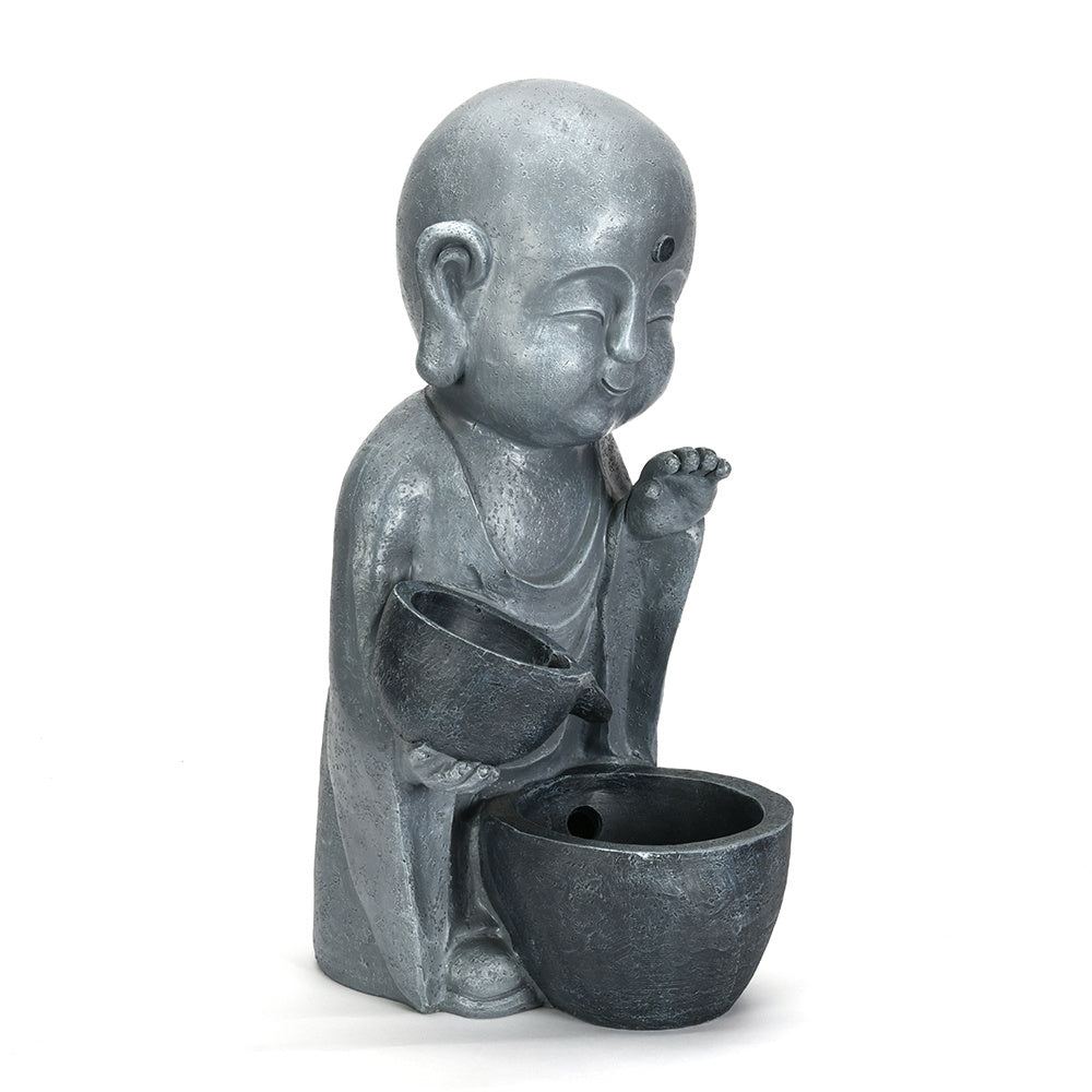 Buddha Pouring Water Decorative Polyresin Water Fountain (Grey)