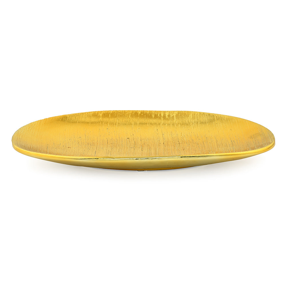 Glaze Oval Ceramic Decorative Platter (Gold)