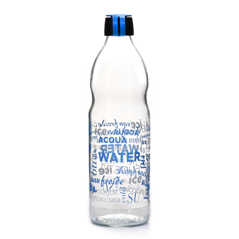 Aqua Transparent 1000 ml Glass Water Bottle (Blue)