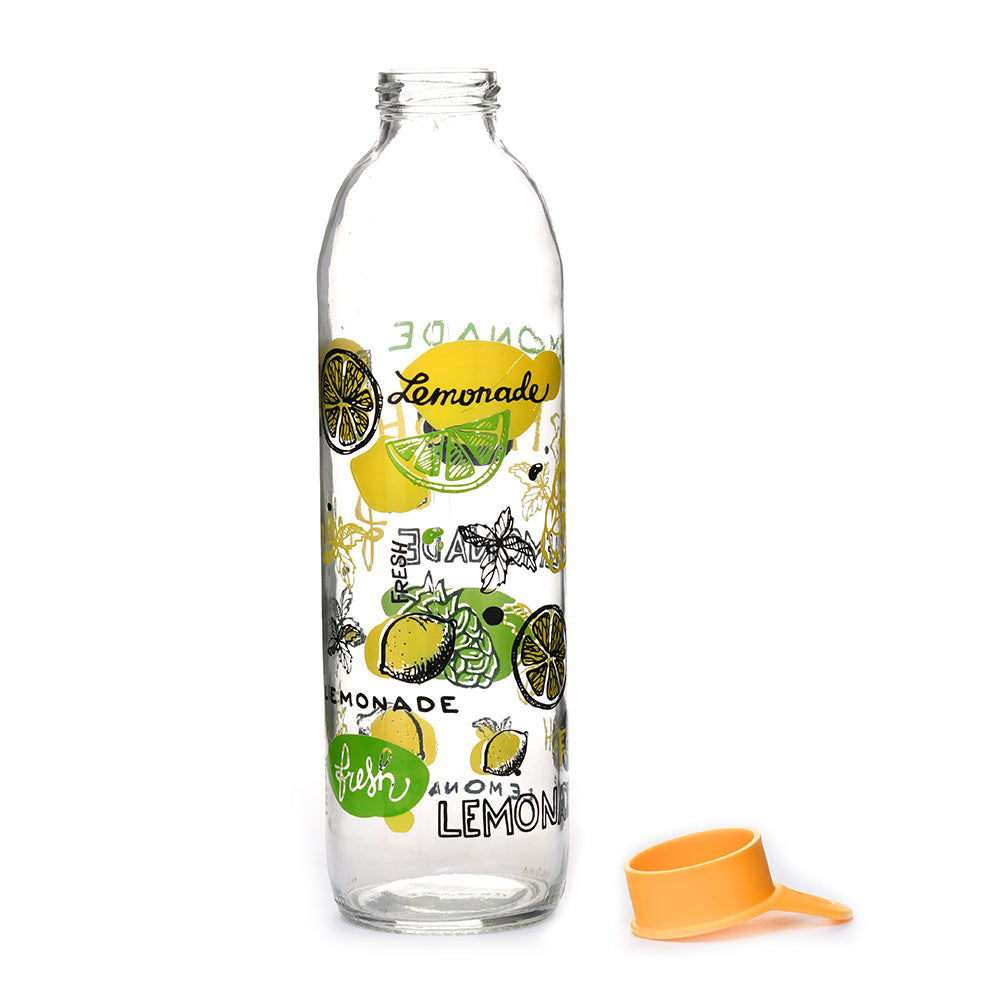 Transparent Glass 1000 ml Water Bottle (Yellow)