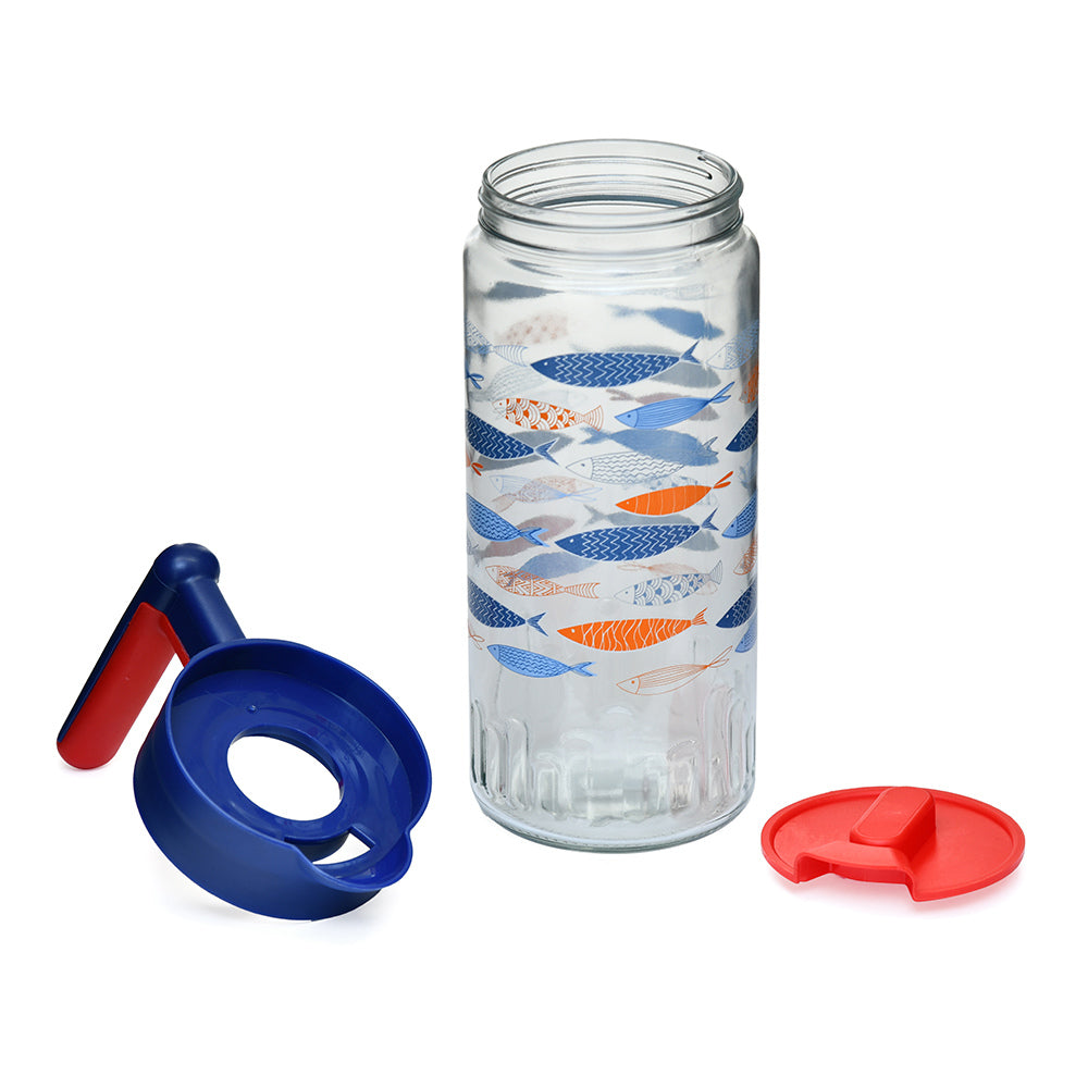Transparent 1460 ml Glass Water Jug (Blue)