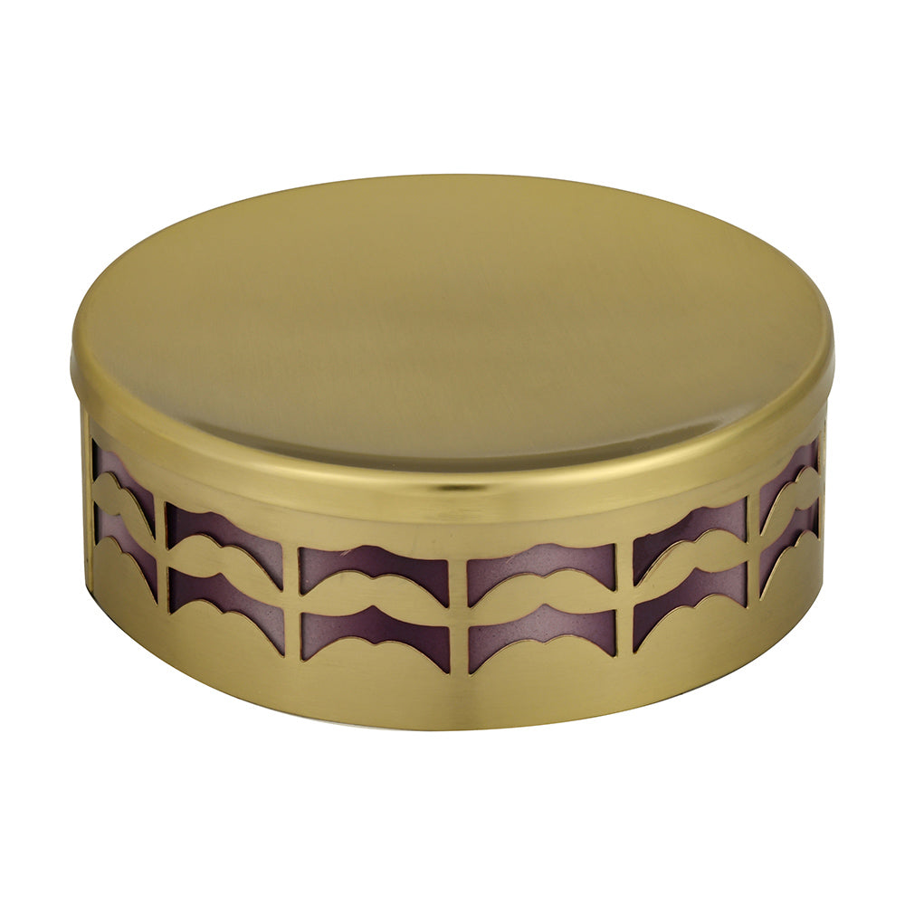 Round Metal Soap Dish with Lid (Gold)