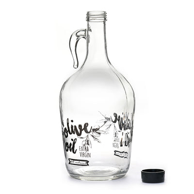 Transparent 1500 ml Glass Oil Dispenser Bottle (Transparent & Black)