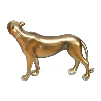 Standing Panther Decorative Polyresin Showpiece (Grey & Gold)