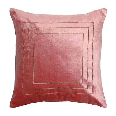 Solid Cotton Polyester 16" x 16" Cushion Covers Set of 2 (Pink)