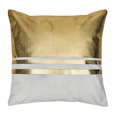 Solid Polyester 16" x 16" Cushion Cover (Off White & Gold)