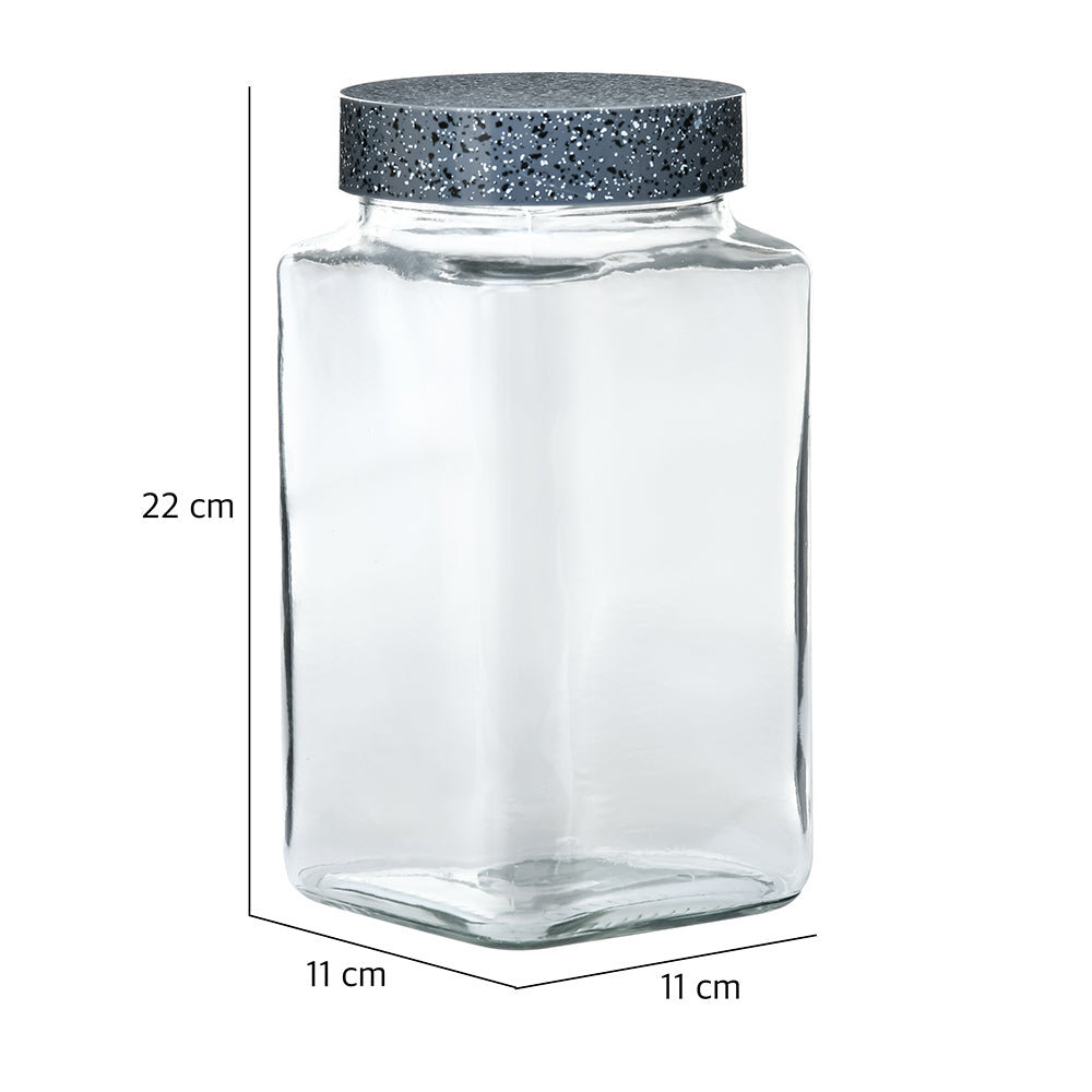 Ebony Square 2000 ml Storage Jar (Grey)