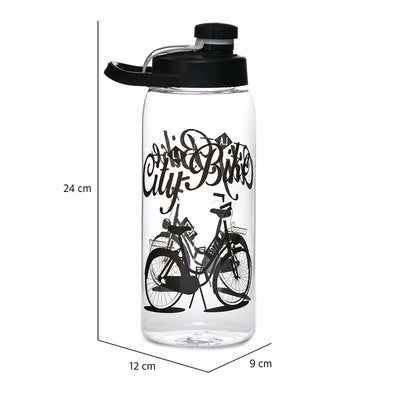 City Bike Print 1000 ml Sports Water Bottle (Black)