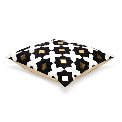 Abstract Polyester 16" x 16" Cushion Cover (Black & Gold)