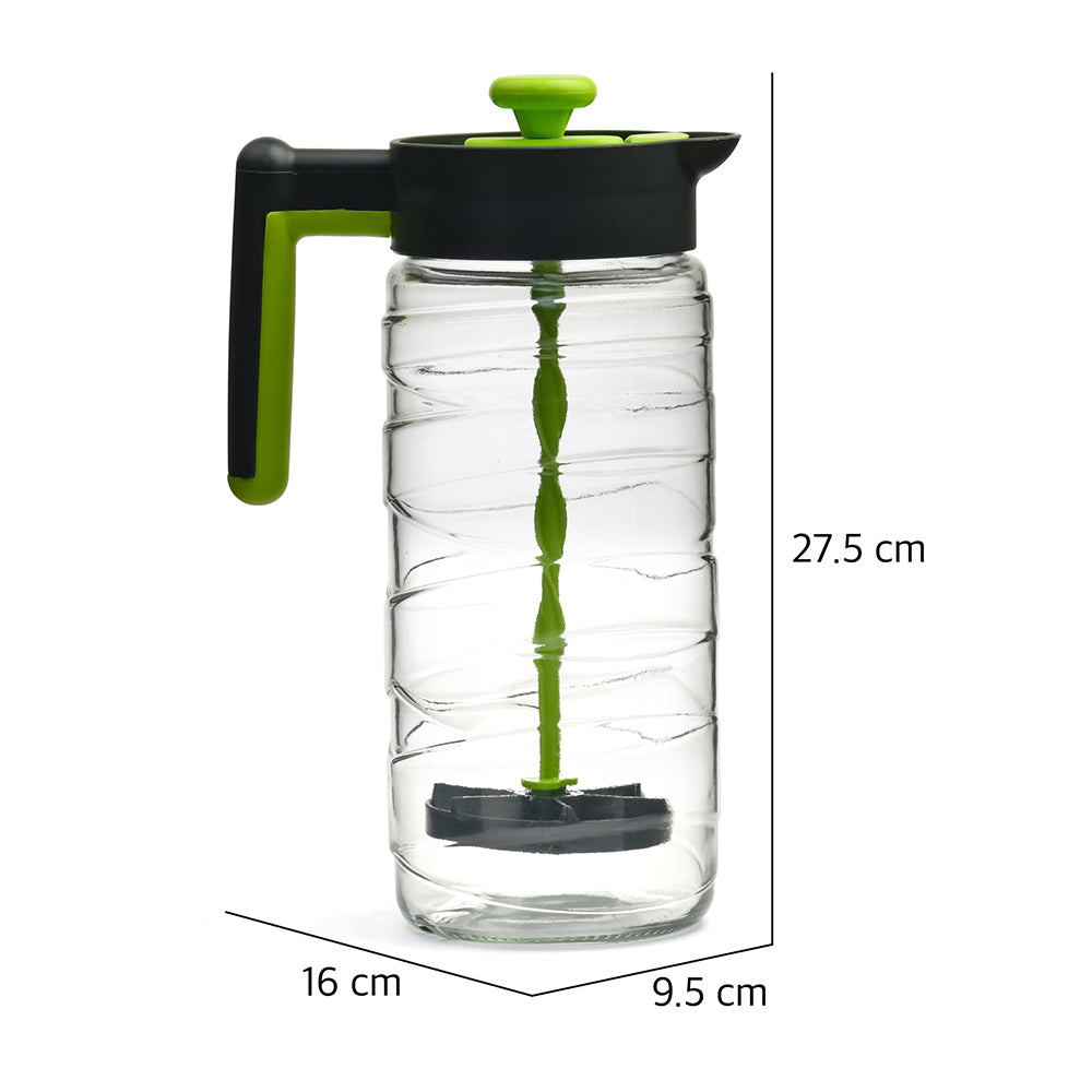 Transparent 1540 ml Glass Jug with Mudller (Green)