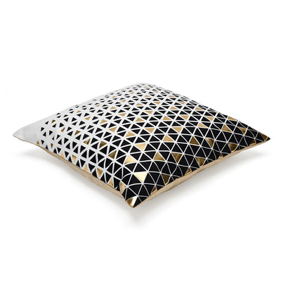 Abstract Polyester 16" x 16" Cushion Cover (Off White & Gold)