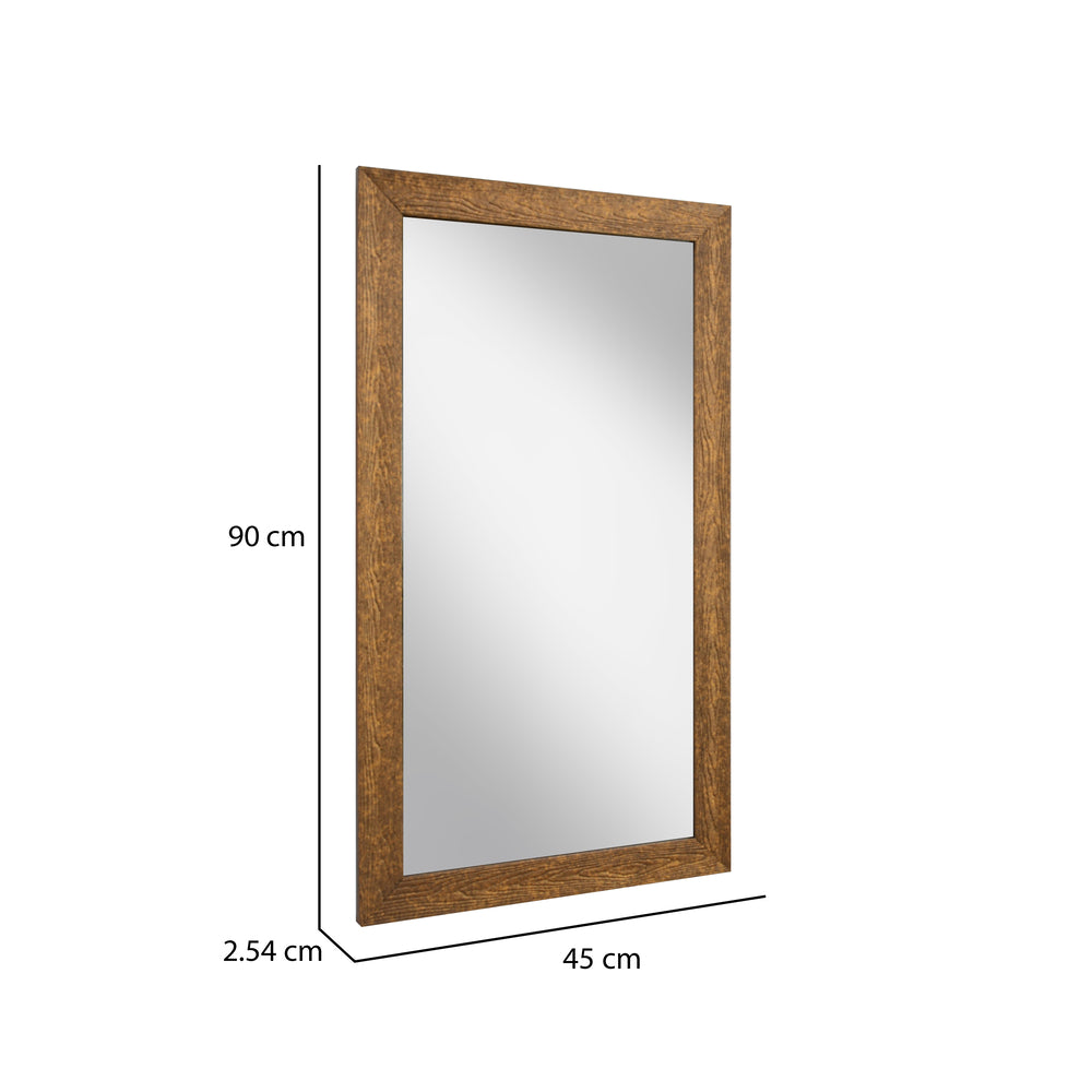 Amber Rectangular Synthetic Fibre & MDF Framed Mirror (45 x 90 cm, Brown)