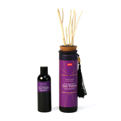 Arias 100 ml Fresh Bergamot and Oud Water Scented Reed Diffuser (Black)