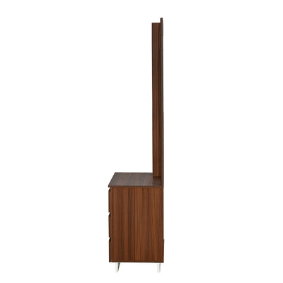 Meta Engineered Wood Dresser with Mirror (Classic Walnut)