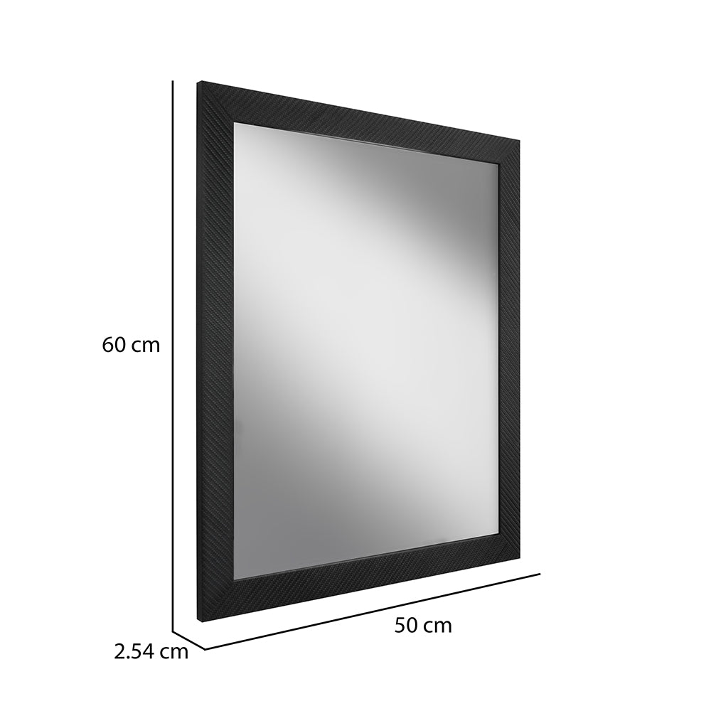 Ebony Rectangular Synthetic Fibre & MDF Framed Mirror (50 x 60 cm, Black)