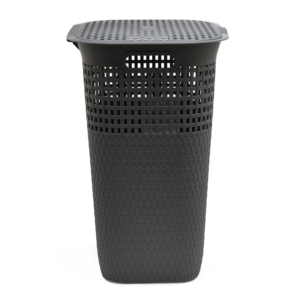 Rectangular 55 L Polypropylene Laundry Basket with Lid (Grey)