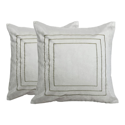 Solid Cotton Polyester 16" x 16" Cushion Covers Set of 2 (Off White)