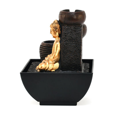 Meditating Buddha Polyresin Decorative Water Fountain (Gold & Brown)