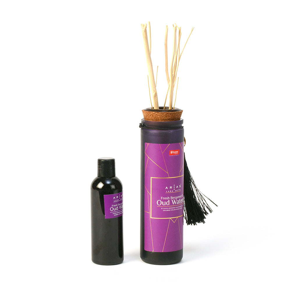 Arias 100 ml Fresh Bergamot and Oud Water Scented Reed Diffuser (Black)