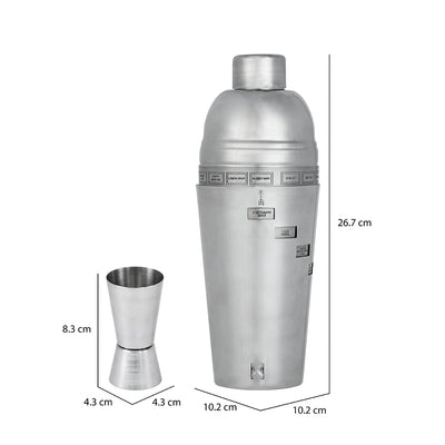Arias by Lara Dutta Stainless Steel Receipe Shaker With Measurer Set of 2 (Silver)
