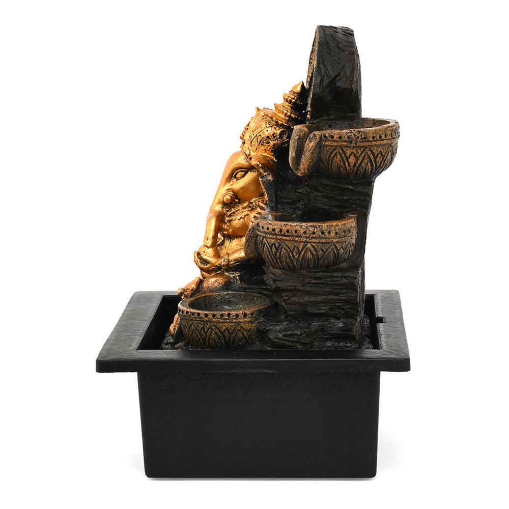 Ganesha Arc Polyresin Decorative Water Fountain (Antique Gold)
