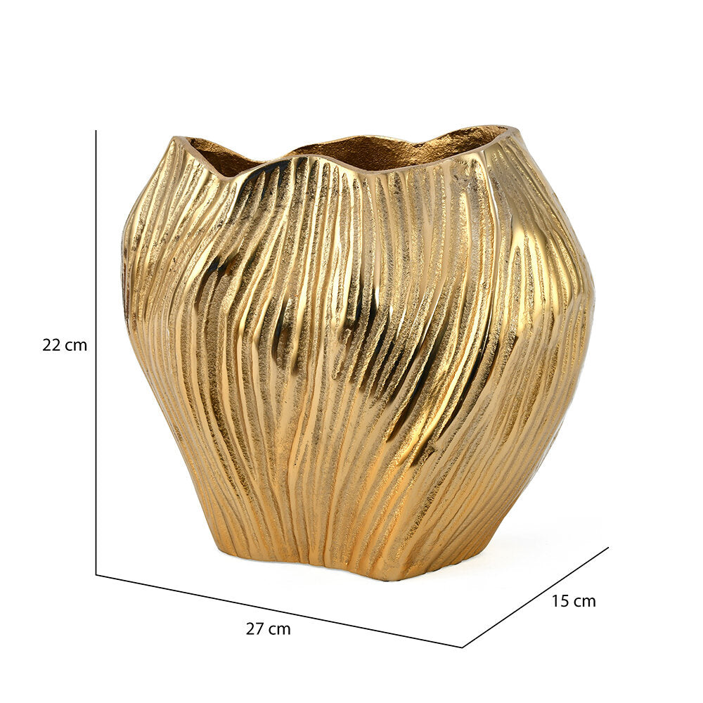 Decorative Wavy Large Metal Vase (Gold)